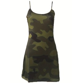 Women's Camouflage Print Backless Spaghetti Dress - Casual and Stylish Summer Cami Dress