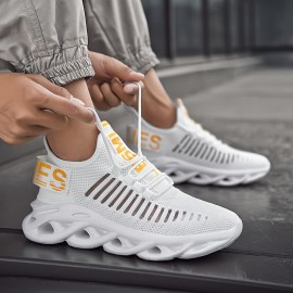 Men's Breathable Blade Sneakers - Comfy Non-Slip Grip & Soft Sole - Stylish Woven Knit Lace-Up Shoes Ideal for Outdoor Activities