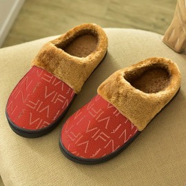 Men's Trendy Warm Cozy Slides, Comfortable Fuzzy Soft Slippers, Plush Comfy Non-slip Home Shoes For Indoor Outdoor Bedroom, Winter