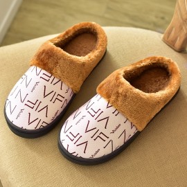 Men's Trendy Warm Cozy Slides, Comfortable Fuzzy Soft Slippers, Plush Comfy Non-slip Home Shoes For Indoor Outdoor Bedroom, Winter