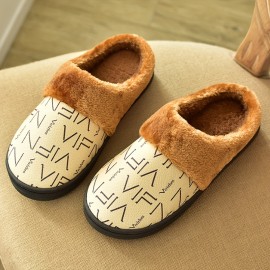 Men's Trendy Warm Cozy Slides, Comfortable Fuzzy Soft Slippers, Plush Comfy Non-slip Home Shoes For Indoor Outdoor Bedroom, Winter