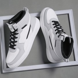 Men's Casual High Top Skateboard Shoes, Comfortable Breathable Sneakers For All Seasons