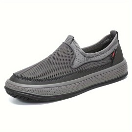 Men's Solid Color Breathable Slip On Walking Shoes, Comfy Non Slip Casual Durable Shoes For Men's Outdoor Activities