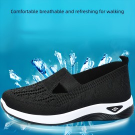 Breathable Knitted Sneakers For Women, Soft Sole Platform Shoes For Casual Walking And Daily Wear