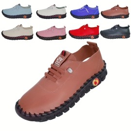 Women's Low Top Flat Sneakers, Comfortable Round Toe Soft Sole Shoes, Casual Outdoor Walking Shoes