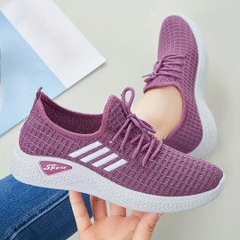 Women's Lightweight Breathable Sneakers - All-Season Slip-on Casual Shoes, Flexible Plain Toe Low Tops