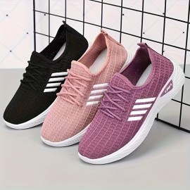 Women's Lightweight Breathable Sneakers - All-Season Slip-on Casual Shoes, Flexible Plain Toe Low Tops