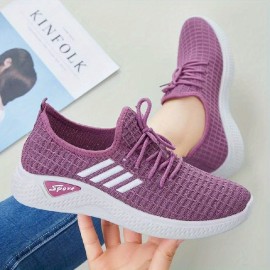 Women's Lightweight Breathable Sneakers - All-Season Slip-on Casual Shoes, Flexible Plain Toe Low Tops