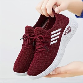 Women's Lightweight Breathable Sneakers - All-Season Slip-on Casual Shoes, Flexible Plain Toe Low Tops