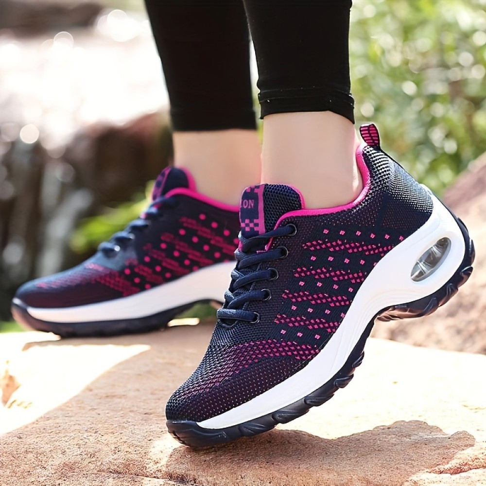 Women's Air Cushion Sports Shoes, Casual Shock Absorbing Low Top Running Trainers, Breathable Outdoor Athletic Sneakers for Holiday