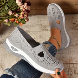 Women's Mesh Sock Shoes, Breathable Closed Toe Slip On Mule Sneakers, Casual Flat Walking Shoes