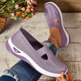 Women's Mesh Sock Shoes, Breathable Closed Toe Slip On Mule Sneakers, Casual Flat Walking Shoes