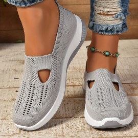 Women's Mesh Sock Shoes, Breathable Closed Toe Slip On Mule Sneakers, Casual Flat Walking Shoes