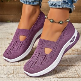 Women's Mesh Sock Shoes, Breathable Closed Toe Slip On Mule Sneakers, Casual Flat Walking Shoes