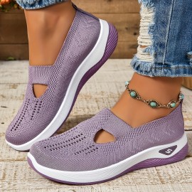 Women's Mesh Sock Shoes, Breathable Closed Toe Slip On Mule Sneakers, Casual Flat Walking Shoes