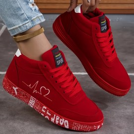 Women's Flat Sneakers, Casual Sport And Skateboarding Shoes, Outdoor Walking Footwear, Heartbeat Design Dating Trainers