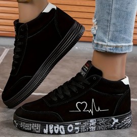 Women's Flat Sneakers, Casual Sport And Skateboarding Shoes, Outdoor Walking Footwear, Heartbeat Design Dating Trainers