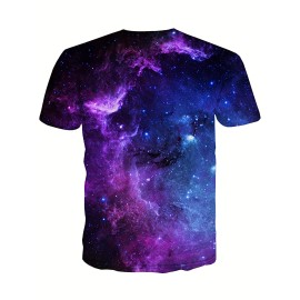 Galaxy 3D Digital Pattern Print Graphic Men's T-shirts, Causal Tees, Short Sleeves Comfortable Pullover Tops, Men's Summer Clothing