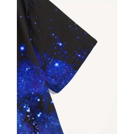 Galaxy 3D Digital Pattern Print Graphic Men's T-shirts, Causal Tees, Short Sleeves Comfortable Pullover Tops, Men's Summer Clothing