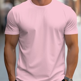 Men's Solid Color Short Sleeve Tee - Fashion Regular Fit T-Shirt for Spring and Summer