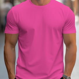 Men's Solid Color Short Sleeve Tee - Fashion Regular Fit T-Shirt for Spring and Summer