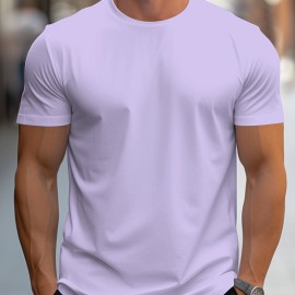 Men's Solid Color Short Sleeve Tee - Fashion Regular Fit T-Shirt for Spring and Summer