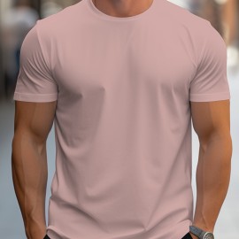 Men's Solid Color Short Sleeve Tee - Fashion Regular Fit T-Shirt for Spring and Summer