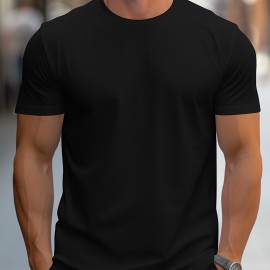 Men's Solid Color Short Sleeve Tee - Fashion Regular Fit T-Shirt for Spring and Summer