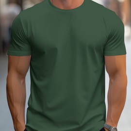 Men's Solid Color Short Sleeve Tee - Fashion Regular Fit T-Shirt for Spring and Summer