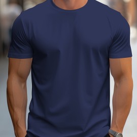 Men's Solid Color Short Sleeve Tee - Fashion Regular Fit T-Shirt for Spring and Summer