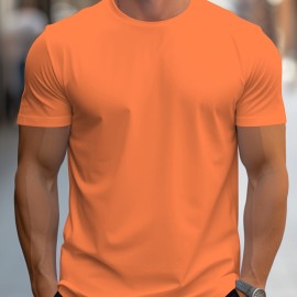 Men's Solid Color Short Sleeve Tee - Fashion Regular Fit T-Shirt for Spring and Summer