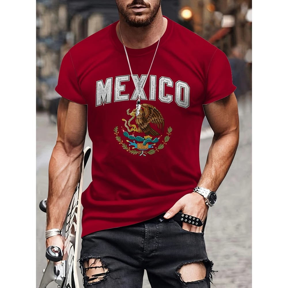 Men's Mexican Eagle And Snake Pattern And Alphabet Print \