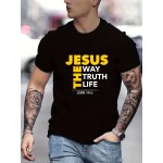 Jesus Print T Shirt, Tees For Men, Casual Short Sleeve T-shirt For Summer