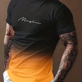 Men's Color Matching T-shirt, Casual Short Sleeve Crew Neck Tee, Men's Clothing For Summer Outdoor