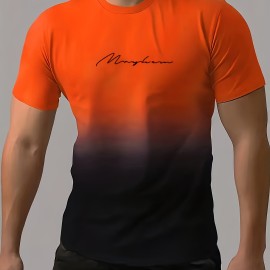 Men's Color Matching T-shirt, Casual Short Sleeve Crew Neck Tee, Men's Clothing For Summer Outdoor