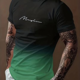 Men's Color Matching T-shirt, Casual Short Sleeve Crew Neck Tee, Men's Clothing For Summer Outdoor