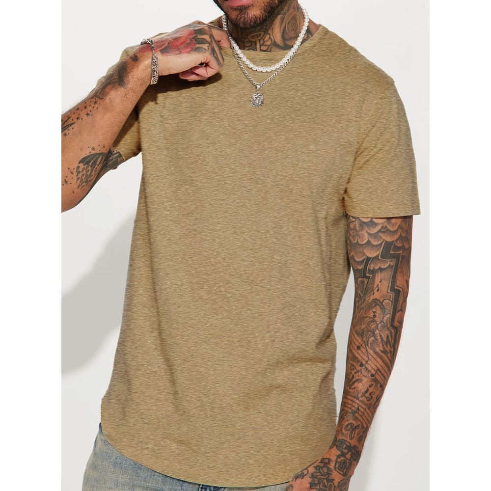 Men's Casual Solid Color Short Sleeve T-shirt for Summer - Comfortable and Stylish Top