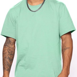 Men's Casual Solid Color Short Sleeve T-shirt for Summer - Comfortable and Stylish Top