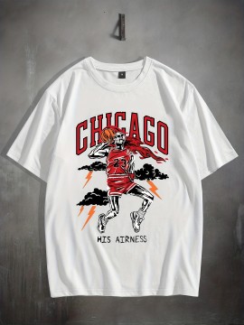 Stylish Basketball Player Pattern Print Men's Comfy Chic T-shirt - Summer Outdoor Clothes for Men