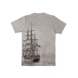 Tees For Men, Galleon Sailing Ship Print T Shirt, Casual Short Sleeve Tshirt For Summer Spring Fall, Tops As Gifts