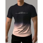 Gradient Crew Neck Short Sleeve T-shirt For Men, Casual Summer T-Shirt For Daily Wear And Vacation Resorts