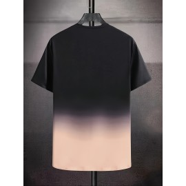 Gradient Crew Neck Short Sleeve T-shirt For Men, Casual Summer T-Shirt For Daily Wear And Vacation Resorts