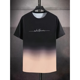 Gradient Crew Neck Short Sleeve T-shirt For Men, Casual Summer T-Shirt For Daily Wear And Vacation Resorts