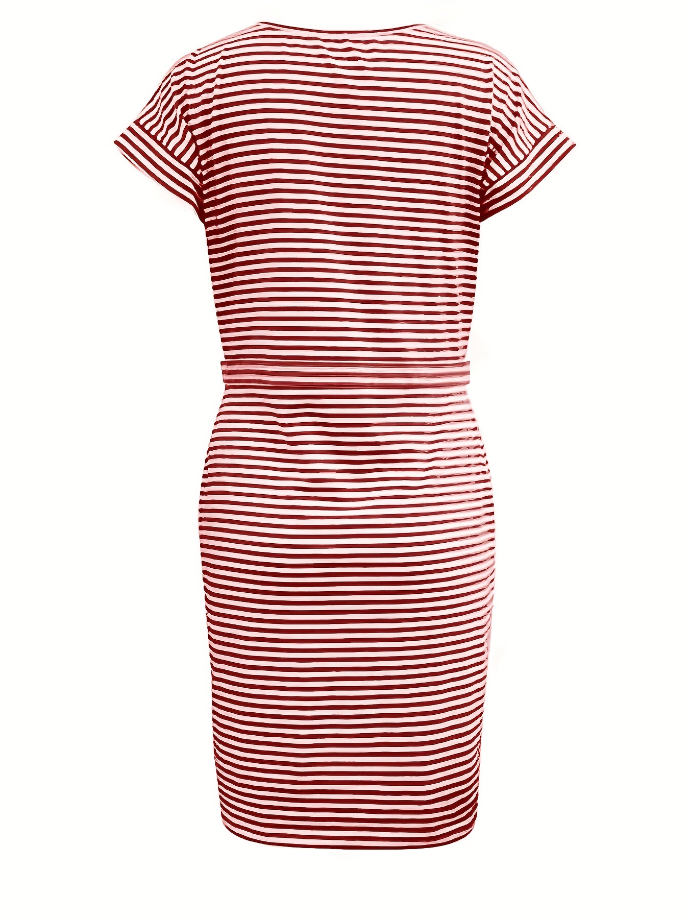 striped round neck slim dress casual buttons belt waist summer short sleeve t shirt dresses womens clothing details 5