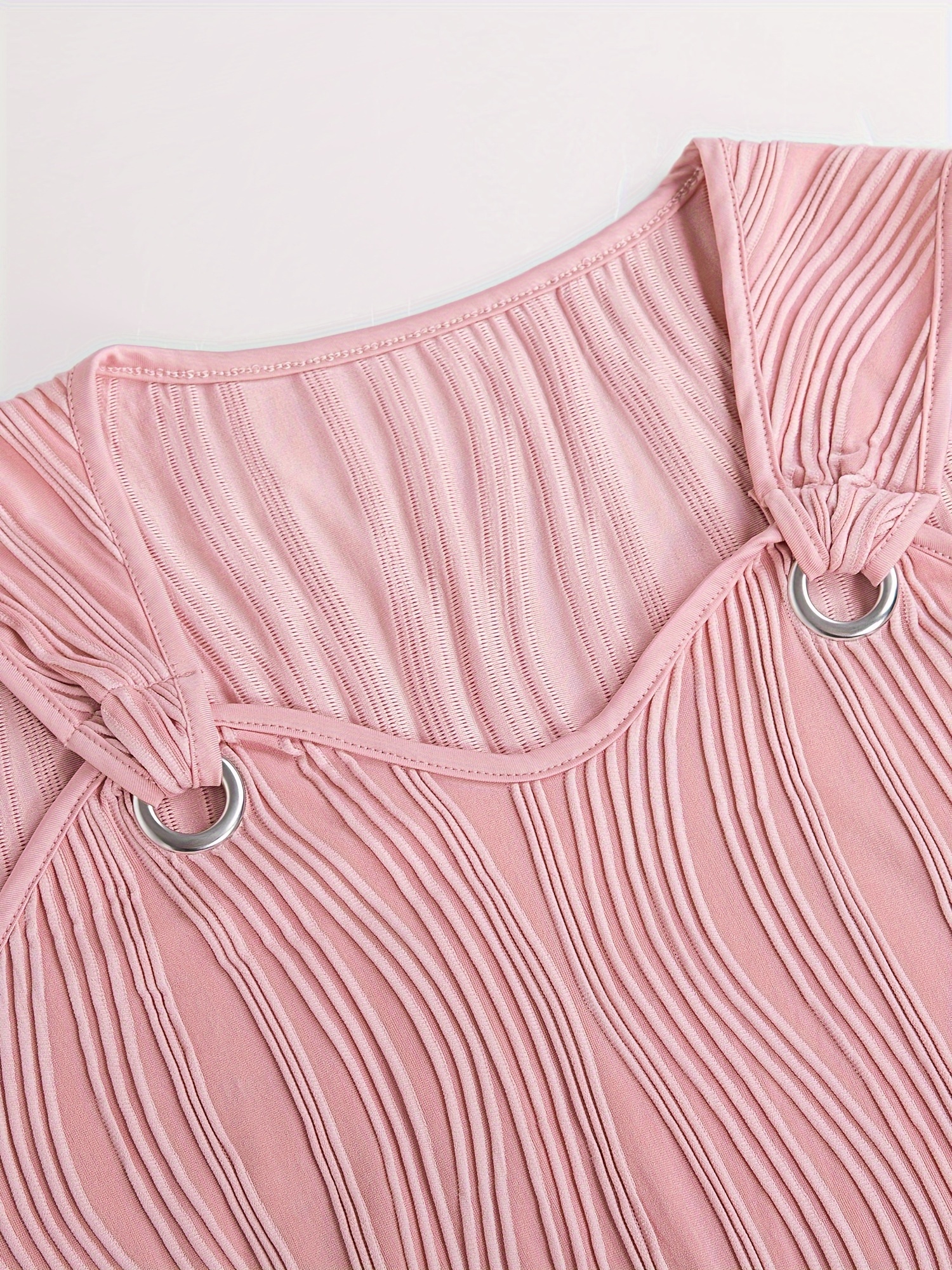 wavy stripe solid dress casual v neck sleeveless mini dress womens clothing details 9