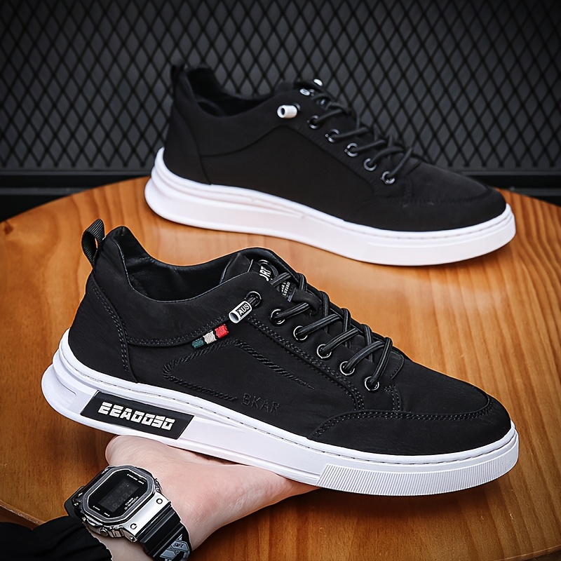 skate shoes men s solid lace comfy non slip stree style details 8