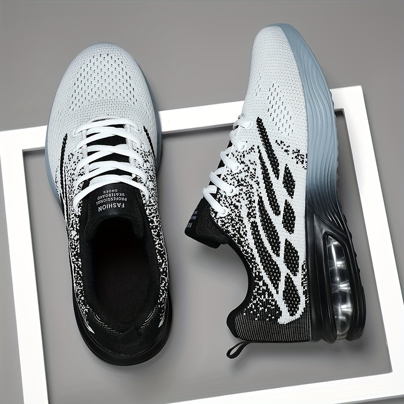 running shoes men s trendy woven knit breathable air cushion details 2