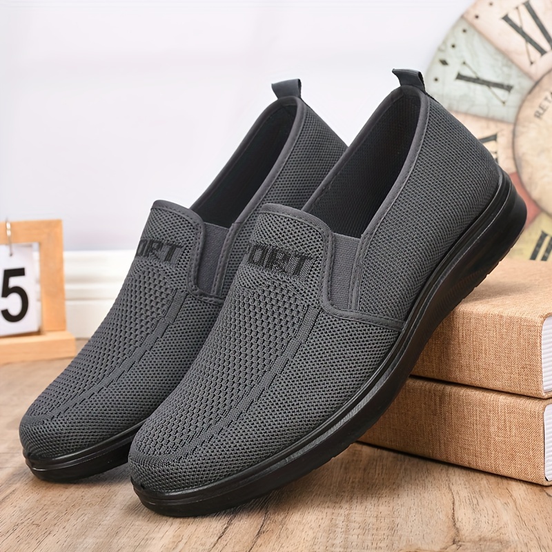 mens solid color breathable slip on loafer shoes comfy non slip casual durable walking shoes mens footwear men s shoes temu details 0