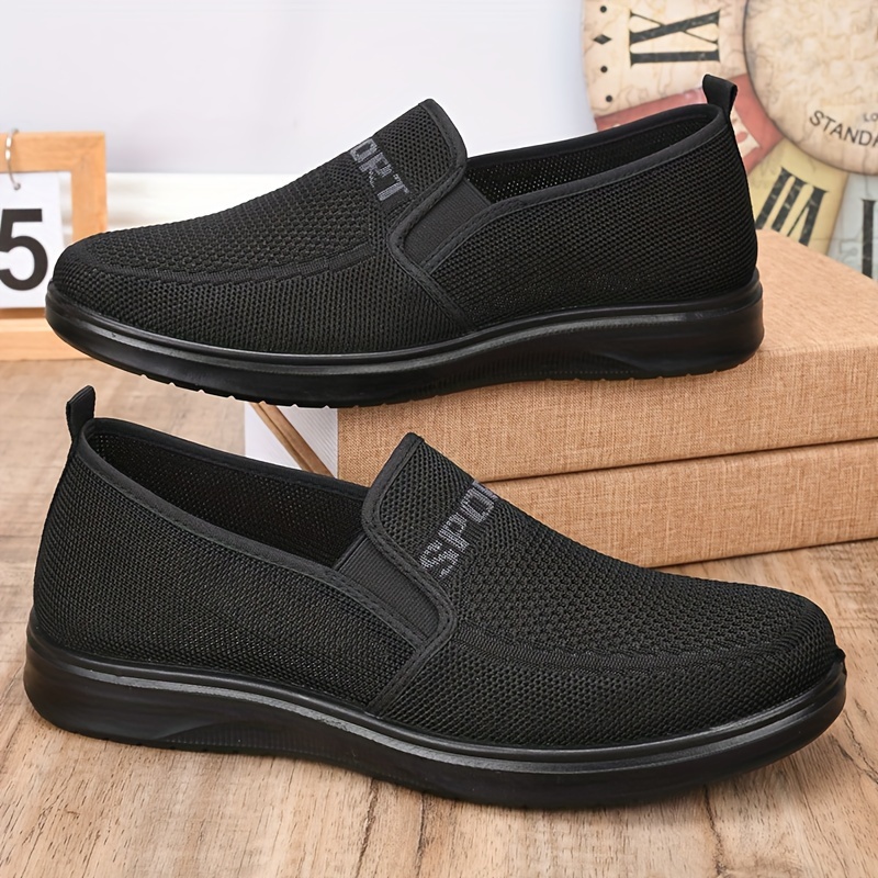 mens solid color breathable slip on loafer shoes comfy non slip casual durable walking shoes mens footwear men s shoes temu details 3