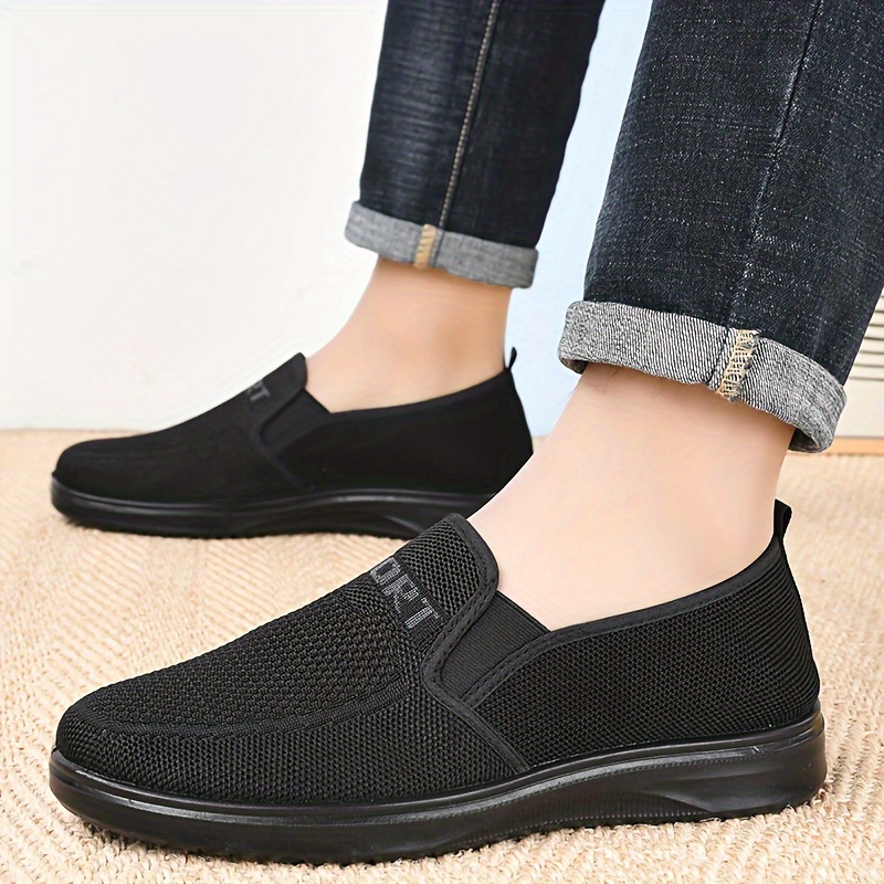 mens solid color breathable slip on loafer shoes comfy non slip casual durable walking shoes mens footwear men s shoes temu details 4